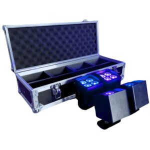 4x Battery uplight IP65 with RGBW LEDs  met koffer